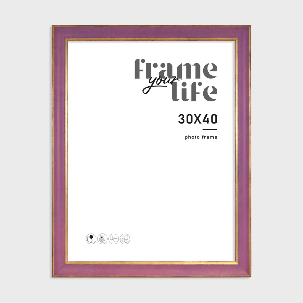 Cornice viola con bordo dorato