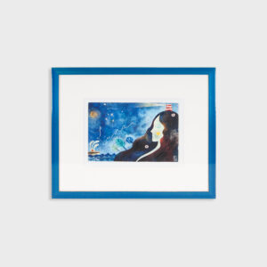 "Luna"- Grafica d'autore in cornice blu